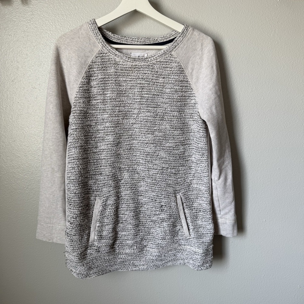 Lou & Grey Womens Medium Sparkle Knit Raglan Sweatshirt Long Sleeves Pockets